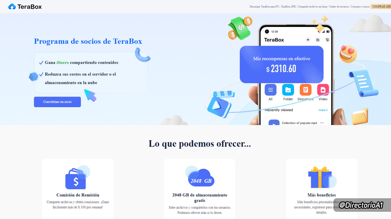 Obtén 1 TB de Almacenamiento Gratis en la nube con Terabox - Directorio A1